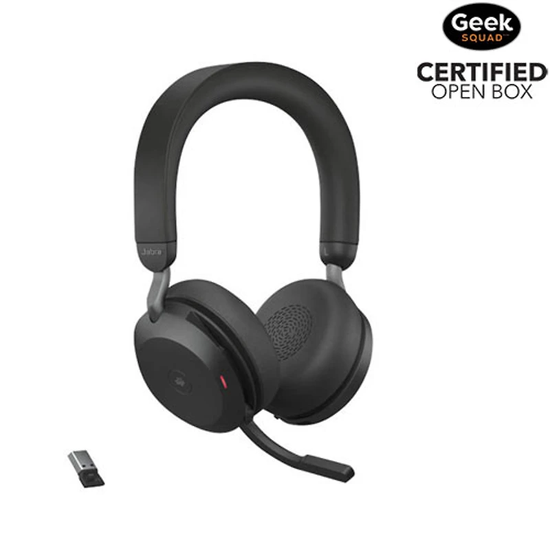 Boîte ouverte - Casque d'écoute Bluetooth 5.2 100 % sans fil à suppression active du bruit Evolve2 75 avec micro de Jabra (27599-999-999)