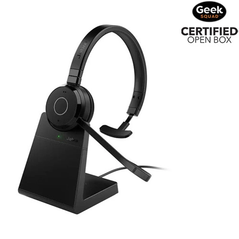 Boîte ouverte - Casque d'écoute sans fil mono MS à suppression du bruit avec support Evolve 65 TE de Jabra (6693-833-399)