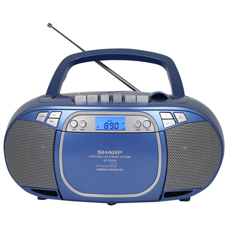 Minichaîne portative CD/cassette QT-CD290 de Sharp - Bleu - Partenaire de détail exclusif