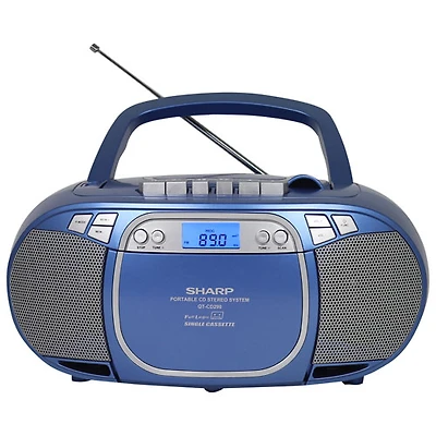 Minichaîne portative CD/cassette QT-CD290 de Sharp - Bleu - Partenaire de détail exclusif