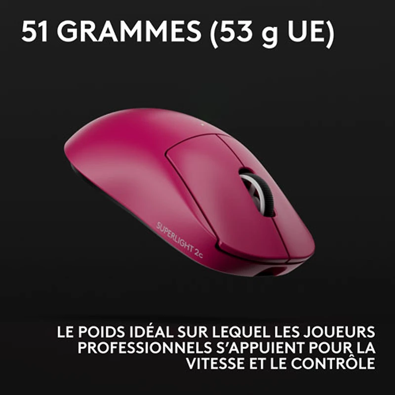 Souris de jeu sans fil compacte 44 000 ppp PRO X Superlight 2 à capteur HERO 2 de Logitech G - Magenta