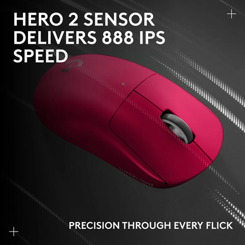 Souris de jeu sans fil compacte 44 000 ppp PRO X Superlight 2 à capteur HERO 2 de Logitech G - Magenta