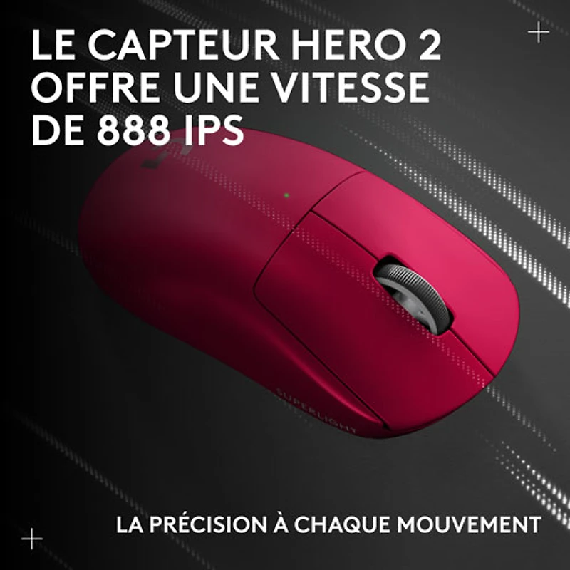 Souris de jeu sans fil compacte 44 000 ppp PRO X Superlight 2 à capteur HERO 2 de Logitech G - Magenta