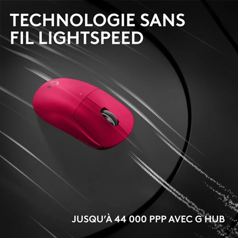 Souris de jeu sans fil compacte 44 000 ppp PRO X Superlight 2 à capteur HERO 2 de Logitech G - Magenta