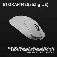 Souris de jeu sans fil compacte 44 000 ppp PRO X Superlight 2 à capteur HERO 2 de Logitech G - Blanc