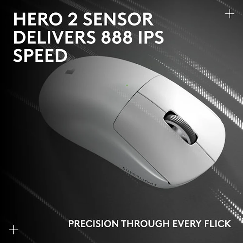 Souris de jeu sans fil compacte 44 000 ppp PRO X Superlight 2 à capteur HERO 2 de Logitech G - Blanc