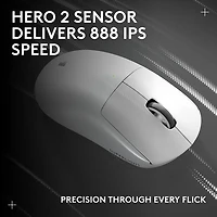 Souris de jeu sans fil compacte 44 000 ppp PRO X Superlight 2 à capteur HERO 2 de Logitech G - Blanc