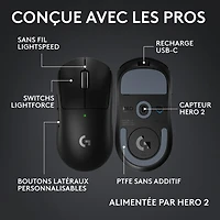Souris de jeu sans fil compacte 44 000 ppp PRO X Superlight 2 à capteur HERO 2 de Logitech G - Noir