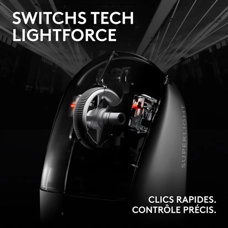 Souris de jeu sans fil compacte 44 000 ppp PRO X Superlight 2 à capteur HERO 2 de Logitech G - Noir