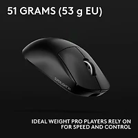 Souris de jeu sans fil compacte 44 000 ppp PRO X Superlight 2 à capteur HERO 2 de Logitech G - Noir