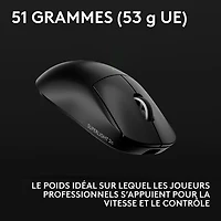 Souris de jeu sans fil compacte 44 000 ppp PRO X Superlight 2 à capteur HERO 2 de Logitech G - Noir