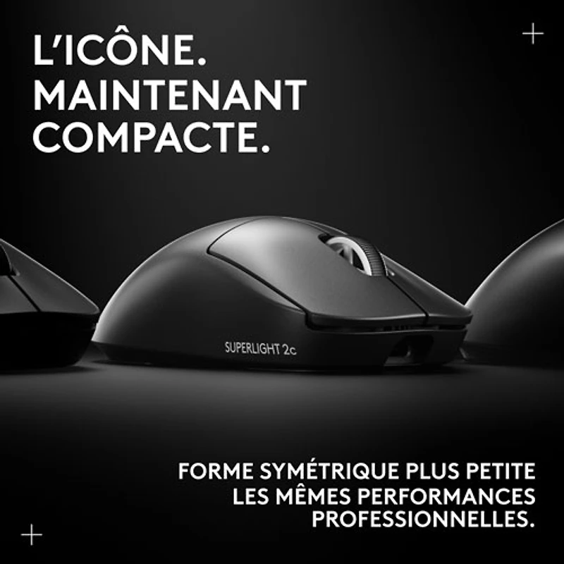 Souris de jeu sans fil compacte 44 000 ppp PRO X Superlight 2 à capteur HERO 2 de Logitech G - Noir