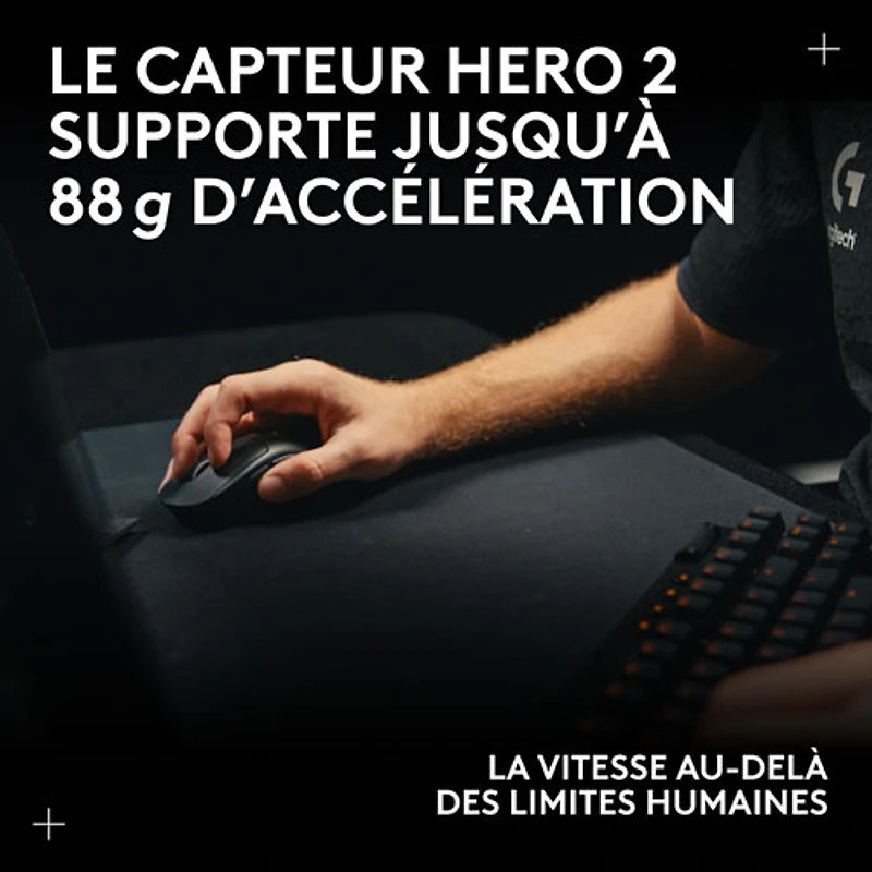 Souris de jeu sans fil compacte 44 000 ppp PRO X Superlight 2 à capteur HERO 2 de Logitech G - Noir