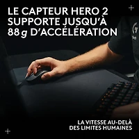 Souris de jeu sans fil compacte 44 000 ppp PRO X Superlight 2 à capteur HERO 2 de Logitech G - Noir