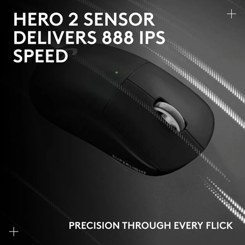 Souris de jeu sans fil compacte 44 000 ppp PRO X Superlight 2 à capteur HERO 2 de Logitech G - Noir