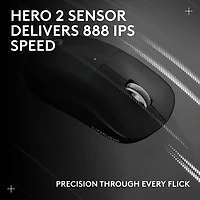 Souris de jeu sans fil compacte 44 000 ppp PRO X Superlight 2 à capteur HERO 2 de Logitech G - Noir