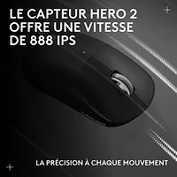 Souris de jeu sans fil compacte 44 000 ppp PRO X Superlight 2 à capteur HERO 2 de Logitech G - Noir