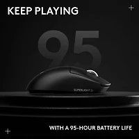 Souris de jeu sans fil compacte 44 000 ppp PRO X Superlight 2 à capteur HERO 2 de Logitech G - Noir