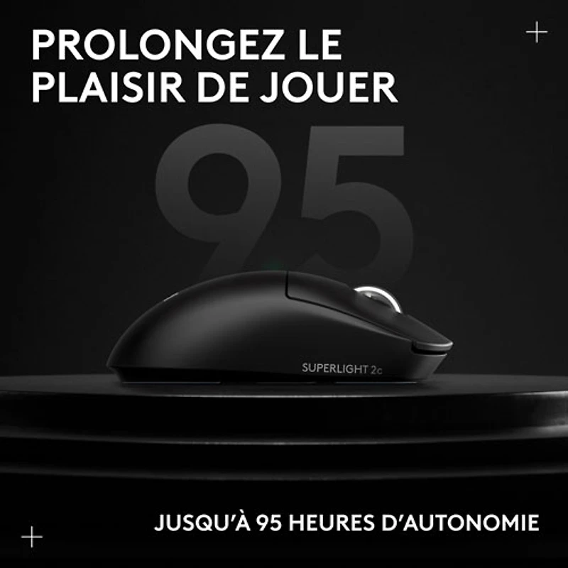 Souris de jeu sans fil compacte 44 000 ppp PRO X Superlight 2 à capteur HERO 2 de Logitech G - Noir