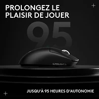 Souris de jeu sans fil compacte 44 000 ppp PRO X Superlight 2 à capteur HERO 2 de Logitech G - Noir