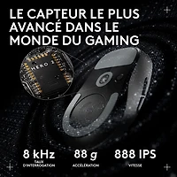 Souris de jeu sans fil compacte 44 000 ppp PRO X Superlight 2 à capteur HERO 2 de Logitech G - Noir