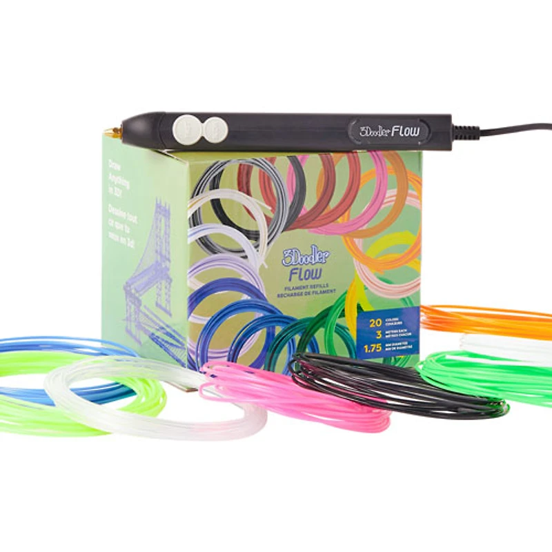 3Doodler Flow Plastic Filament Refill Kit - 20 Colours