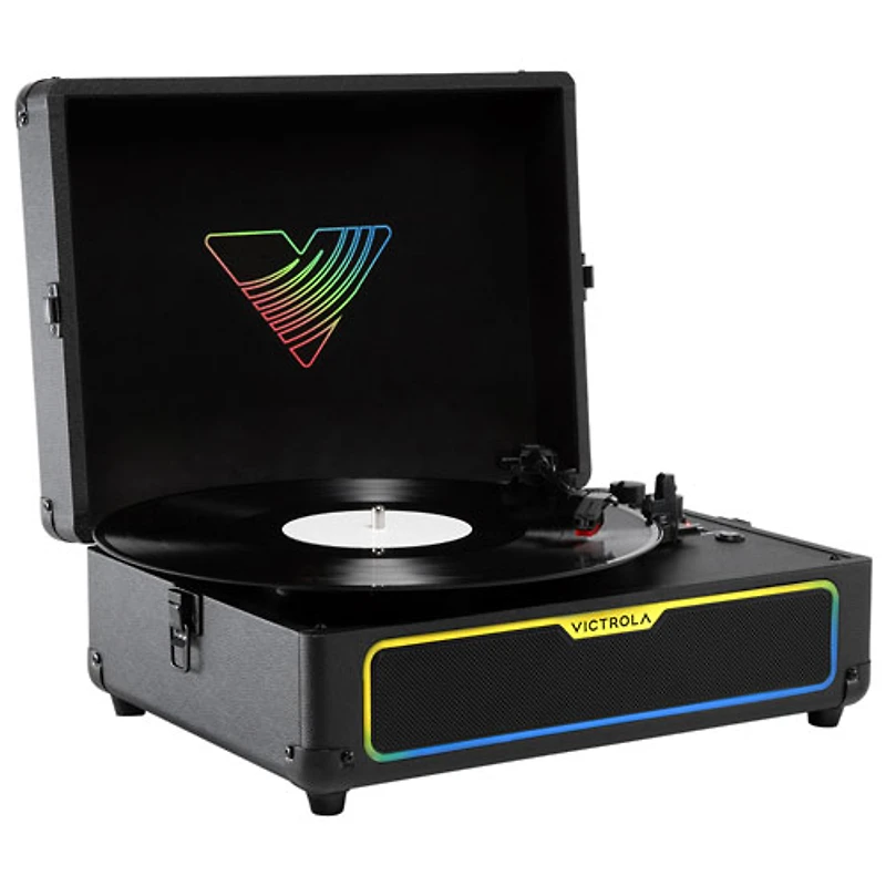 Victrola Journey Glow Illuminated Suitcase Belt Drive Bluetooth Record Player