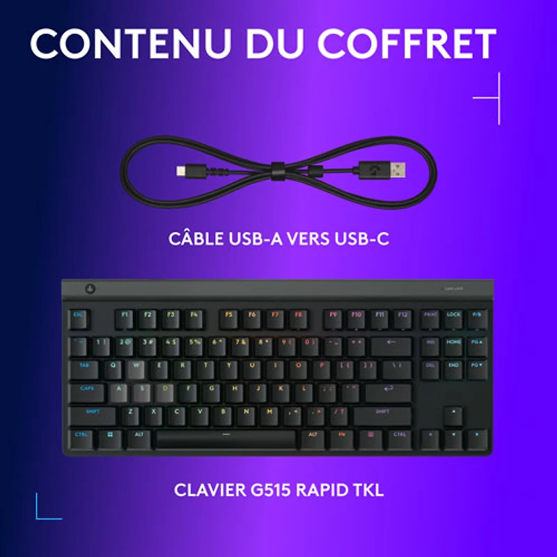 Logitech G G515 RAPID TKL Backlit Gaming Keyboard - Black - English
