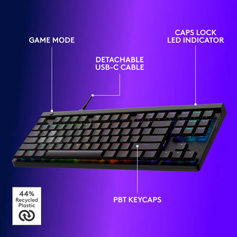 Logitech G G515 RAPID TKL Backlit Gaming Keyboard - Black - English