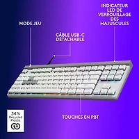Logitech G G515 RAPID TKL Backlit Gaming Keyboard - White - English