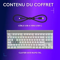 Logitech G G515 RAPID TKL Backlit Gaming Keyboard - White - English