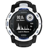 Garmin Instinct 3 Solar 50mm Bluetooth Multisport Smartwatch - White/Black/Bolt Blue Silicone Band