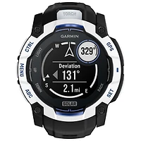 Garmin Instinct 3 Solar 50mm Bluetooth Multisport Smartwatch - White/Black/Bolt Blue Silicone Band