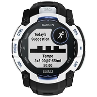 Garmin Instinct 3 Solar 50mm Bluetooth Multisport Smartwatch - White/Black/Bolt Blue Silicone Band