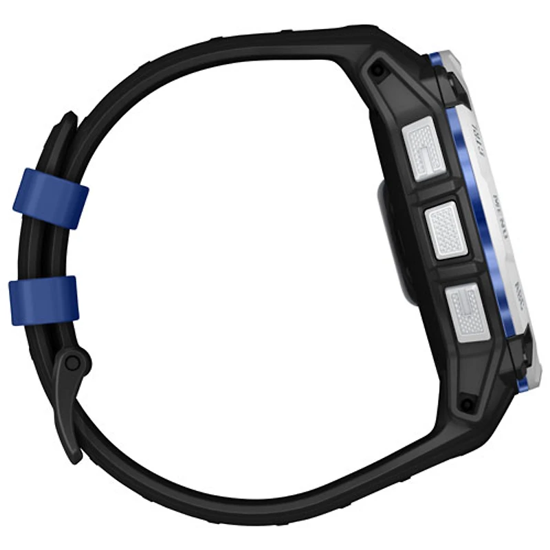 Garmin Instinct 3 Solar 50mm Bluetooth Multisport Smartwatch - White/Black/Bolt Blue Silicone Band