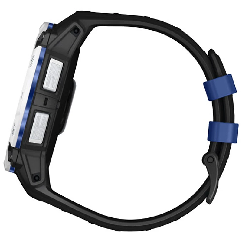 Garmin Instinct 3 Solar 50mm Bluetooth Multisport Smartwatch - White/Black/Bolt Blue Silicone Band