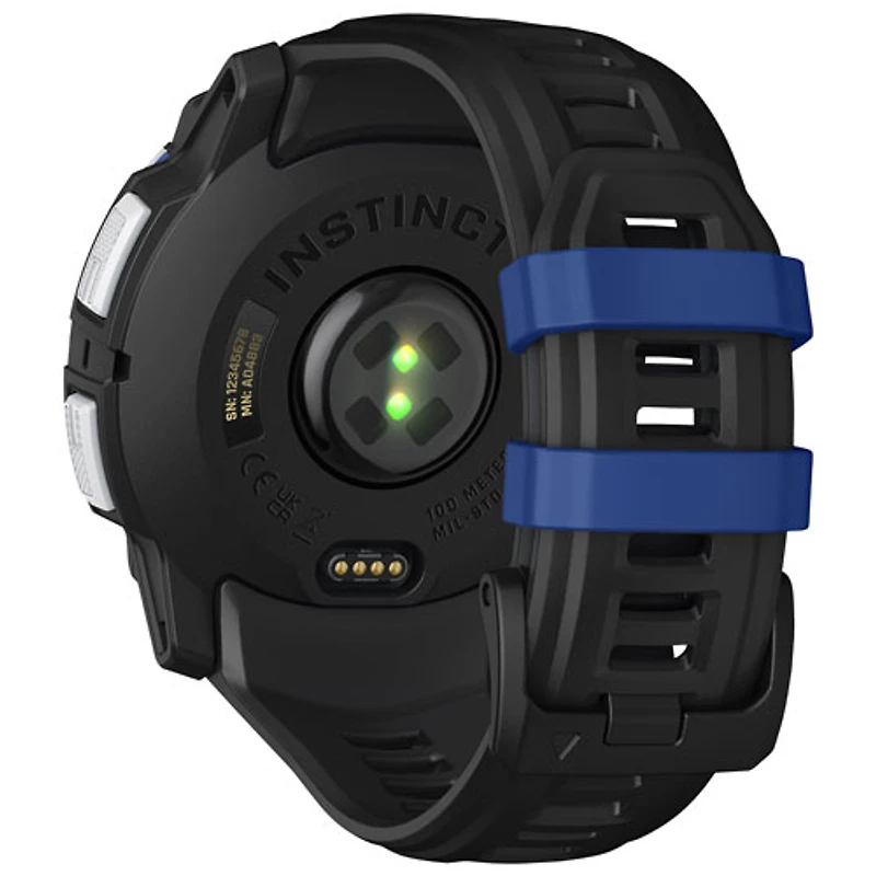 Garmin Instinct 3 Solar 50mm Bluetooth Multisport Smartwatch - White/Black/Bolt Blue Silicone Band
