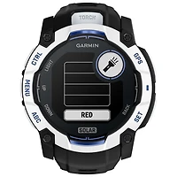 Garmin Instinct 3 Solar 50mm Bluetooth Multisport Smartwatch - White/Black/Bolt Blue Silicone Band
