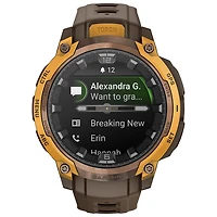 Montre intelligente de 47 mm Instinct Crossover AMOLED de Garmin - Bronze et orange pastel/Cacao