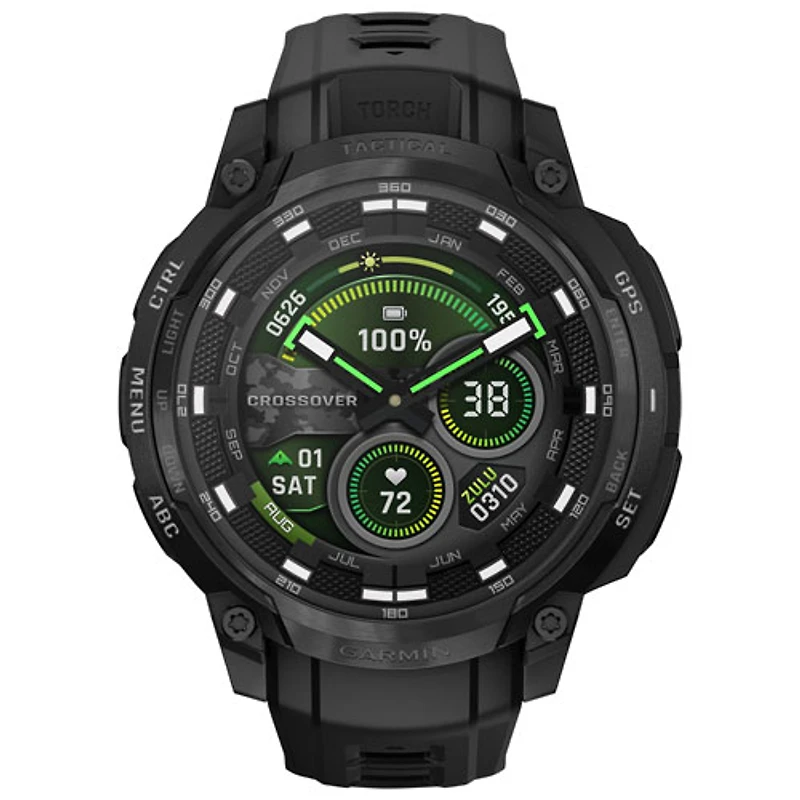 Montre intelligente de 47 mm Instinct Crossover AMOLED Tactical Edition de Garmin - Noir