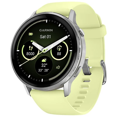 Montre intelligente de 45 mm Venu 4 de Garmin - Argenté/Jaune citron