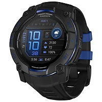 Montre intelligente multisport AMOLED Instinct 3 de 50 mm de Garmin - Noir/Bracelet silicone bleu électrique