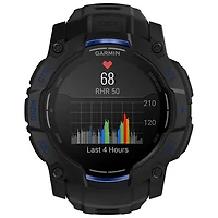 Montre intelligente multisport AMOLED Instinct 3 de 50 mm de Garmin - Noir/Bracelet silicone bleu électrique