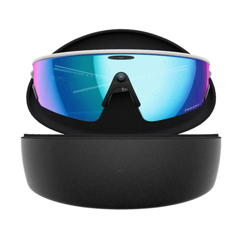 Oakley | Meta Vanguard Glasses with Meta AI, Audio, Photo, Video Compatibility - White/Prizm Sapphire