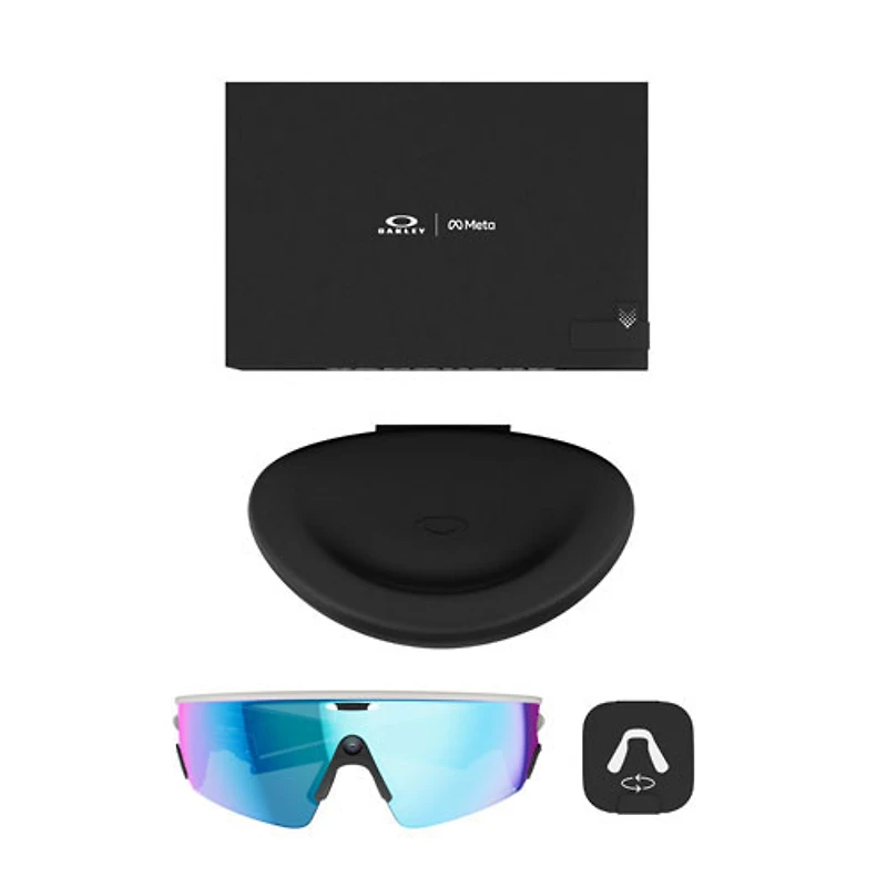 Oakley | Meta Vanguard Glasses with Meta AI, Audio, Photo, Video Compatibility - White/Prizm Sapphire