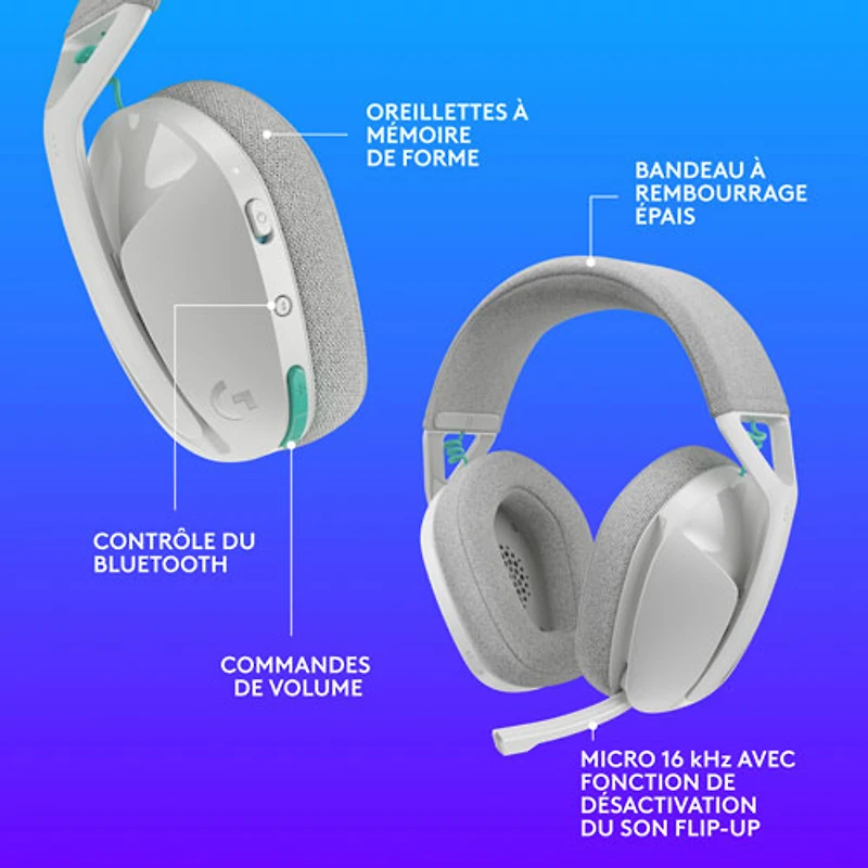 Casque de jeu sans fil G321 LIGHTSPEED de Logitech - Blanc