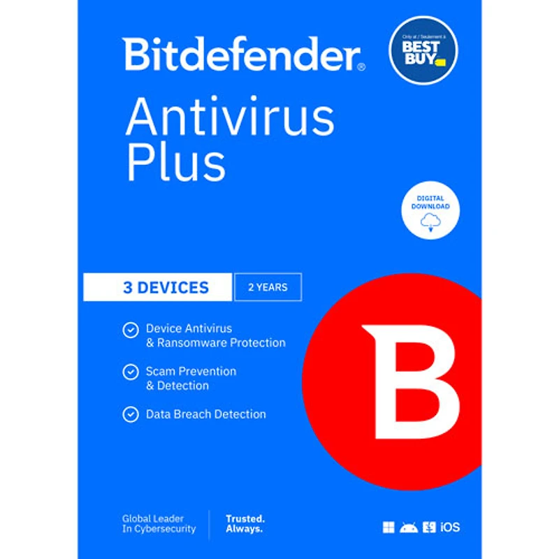 Bitdefender Antivirus Plus Bonus Edition (PC/Mac/iOS/Android) - 3 Device - 1 User - 2 Year - Digital Download - Only at Best Buy