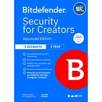 Bitdefender Security for Creators Advanced Edition (PC/Mac/iOS/Android) - 5 comptes - 3 utilisateurs - 1 an - Téléchargement numérique - Exclusivité Best Buy