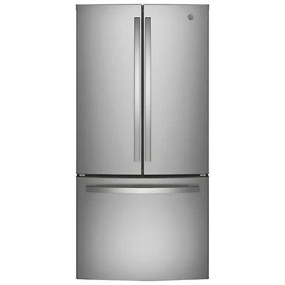 GE 33" 24.7 Cu. Ft. French Door Refrigerator with Water&Ice Dispenser (GNE25JYKFS) - Fingerprint Resistant Stainless