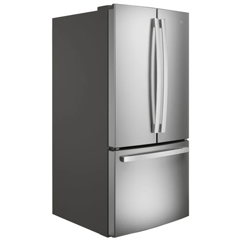 GE 33" 24.7 Cu. Ft. French Door Refrigerator with Water&Ice Dispenser (GNE25JYKFS) - Fingerprint Resistant Stainless